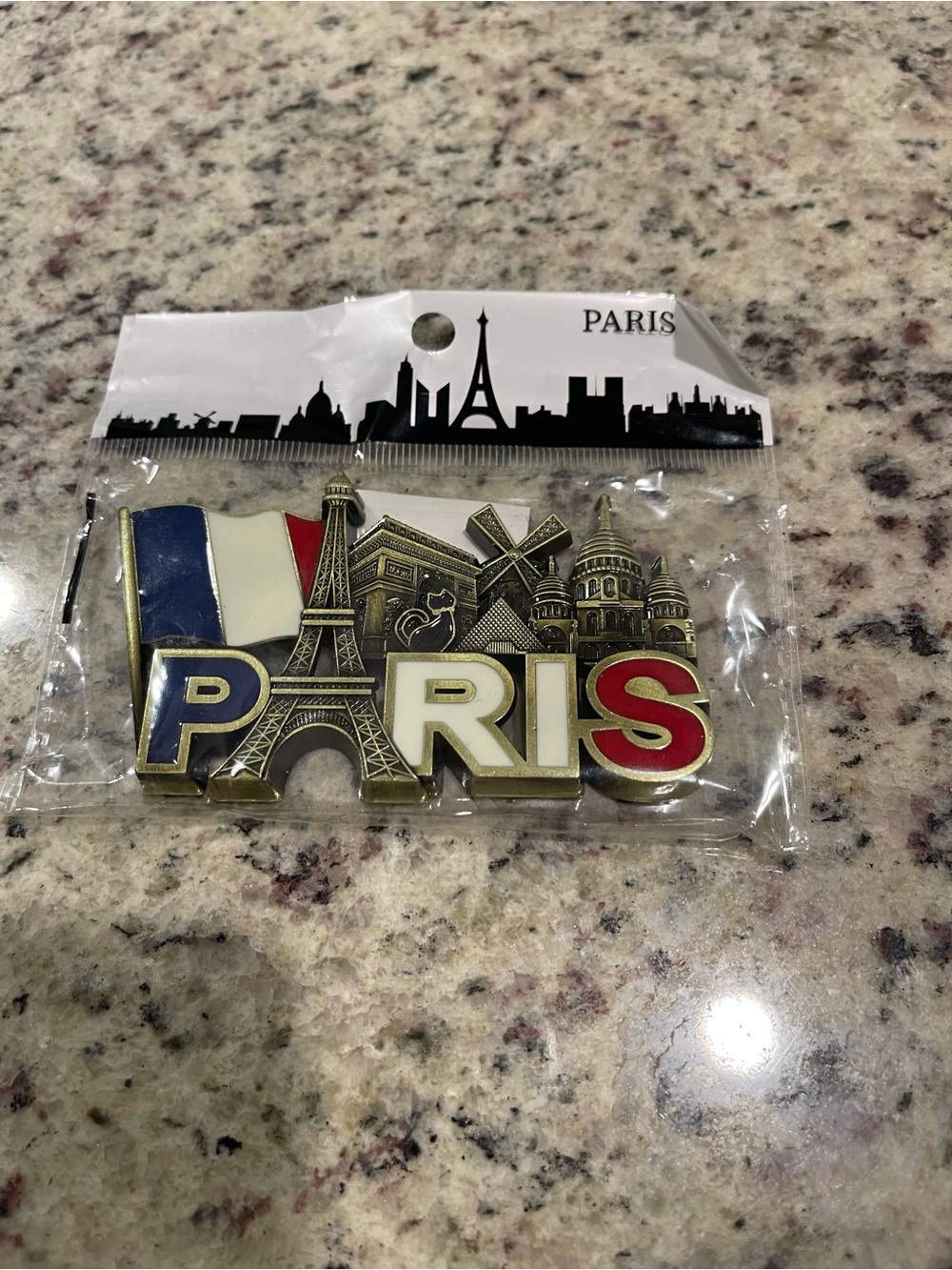 Paris Decorative Souvenir Magnet with French Flag Design